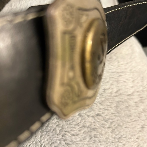 Rare Authentic leather heavy metal buckle western belt main image 4